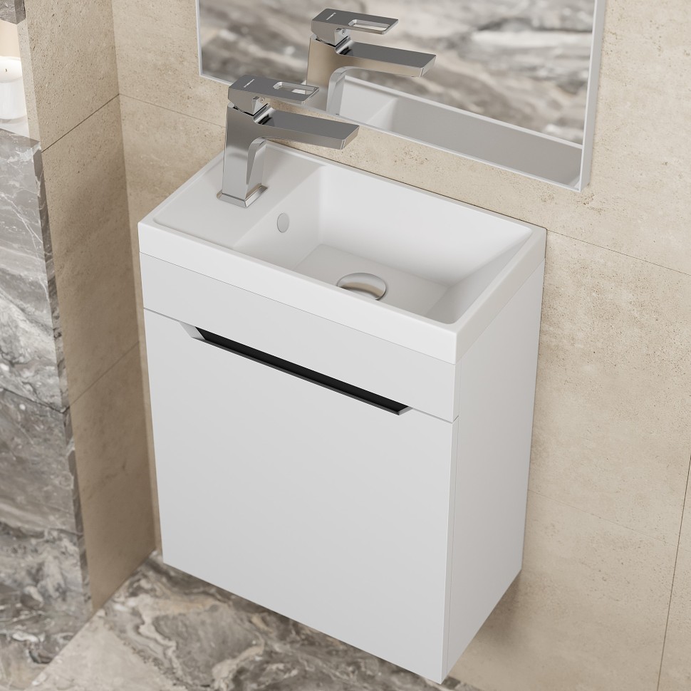 Тумба под раковину для ванной Uperwood Tanos 40 см, подвесная, белая/графит