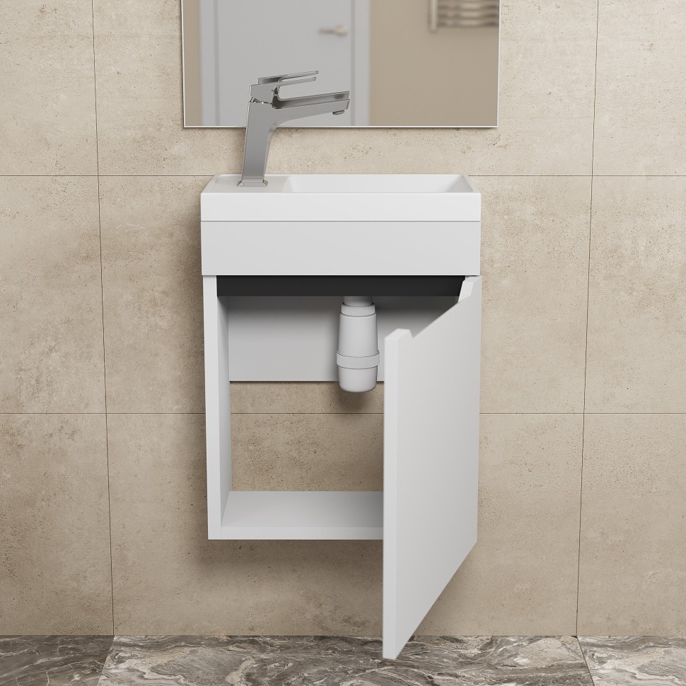 Тумба под раковину для ванной Uperwood Tanos 40 см, подвесная, белая/графит