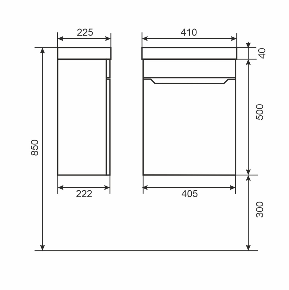 Тумба под раковину для ванной Uperwood Tanos 40 см, подвесная, белая/графит