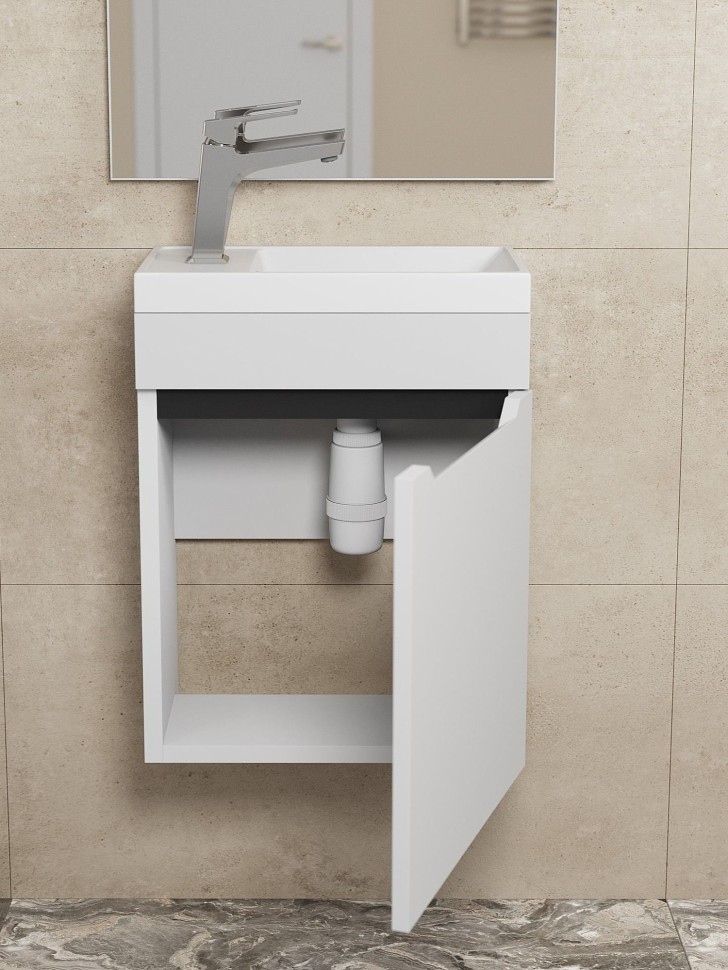 Тумба под раковину для ванной Uperwood Tanos 40 см, подвесная, белая/графит