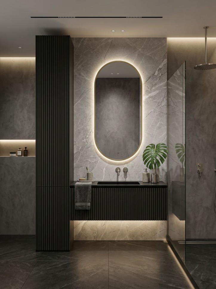 Зеркало для ванной Uperwood Next LED 50*100, бесконтактный сенсор, золотое