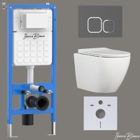 Комплект 3в1 IBERICA BLANCA инсталляция SILENCIO, унитаз BILBAO ALTO белый, кнопка смыва ESTI-Q серый матовый (IB001.BLA.234.837)