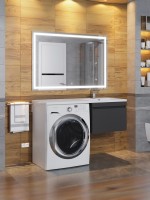 Тумба под стиральную машину подвесная Uperwood Magenta 55х50х55 см, черная, выдвижной ящик