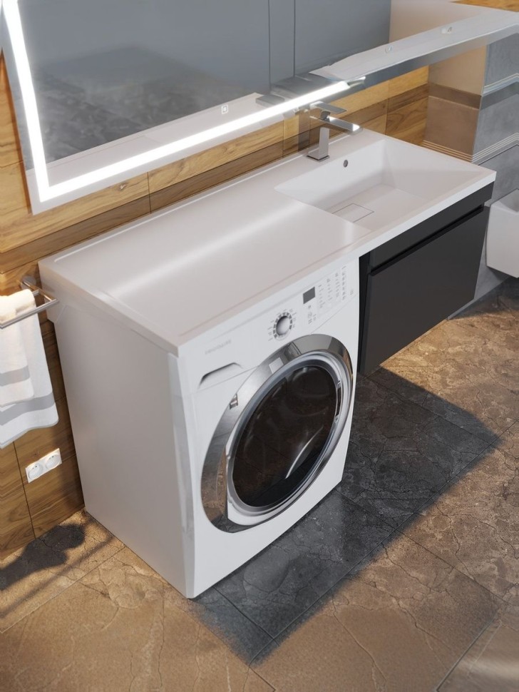 Тумба под стиральную машину подвесная Uperwood Magenta 55х50х55 см, черная, выдвижной ящик