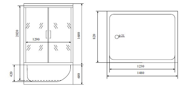 Timo Lux TL-1505 душевая кабина 148*82*220, турецкая баня хамам