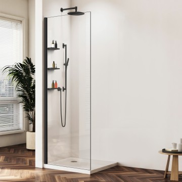 Душевая перегородка Волк-Ин (Walk-In) VSW-1HWS100CLB, 1000*2000, черный матовый, стекло прозрачное