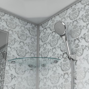 Душевая кабина Niagara Luxe NG-7701DW (90x90х210) низкий поддон(15см),дверь распашная,стенки серебро,3 места