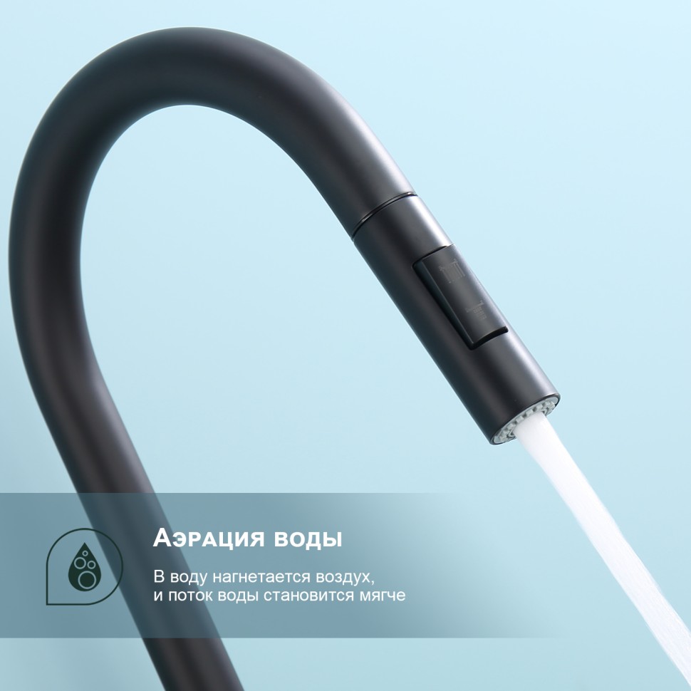 Смеситель Splenka для кухни с выдвижным изливом S204.49.06 Черный