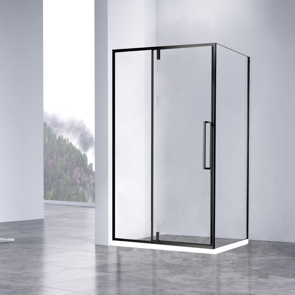 Душевой уголок Slim-N VSR-4SNP1010CLB, 1000*1000, черный, стекло прозрачное