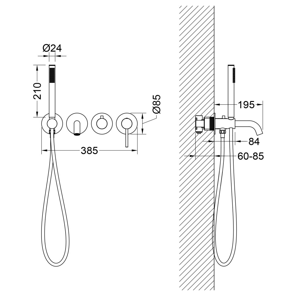 Смеситель встроенный для ванны с душем Timo Saona 2314/13YSM никель