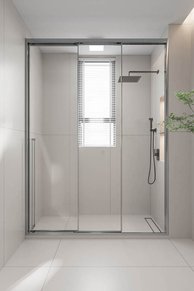 Душевая дверь раздвижная Premium Prato 300 CH-R, 1400х2000, хром, стекло прозрачное