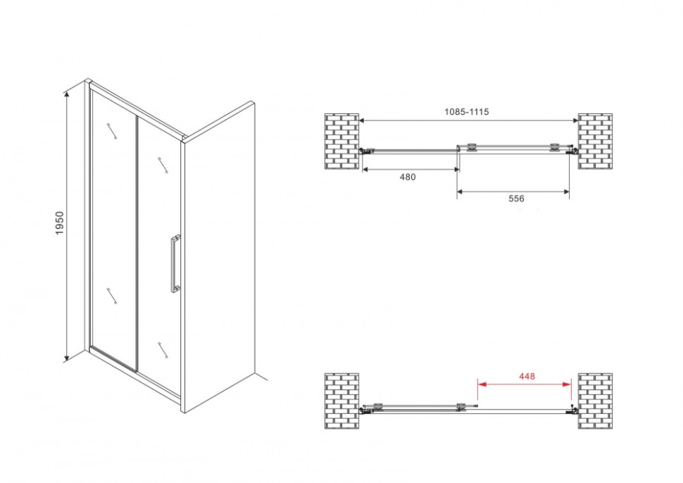 Душевая дверь ABBER Schwarzer Diamant AG30110BMH
