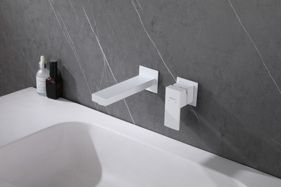 Смеситель ABBER Daheim AF8212W для раковины скрытого монтажа, белый матовый