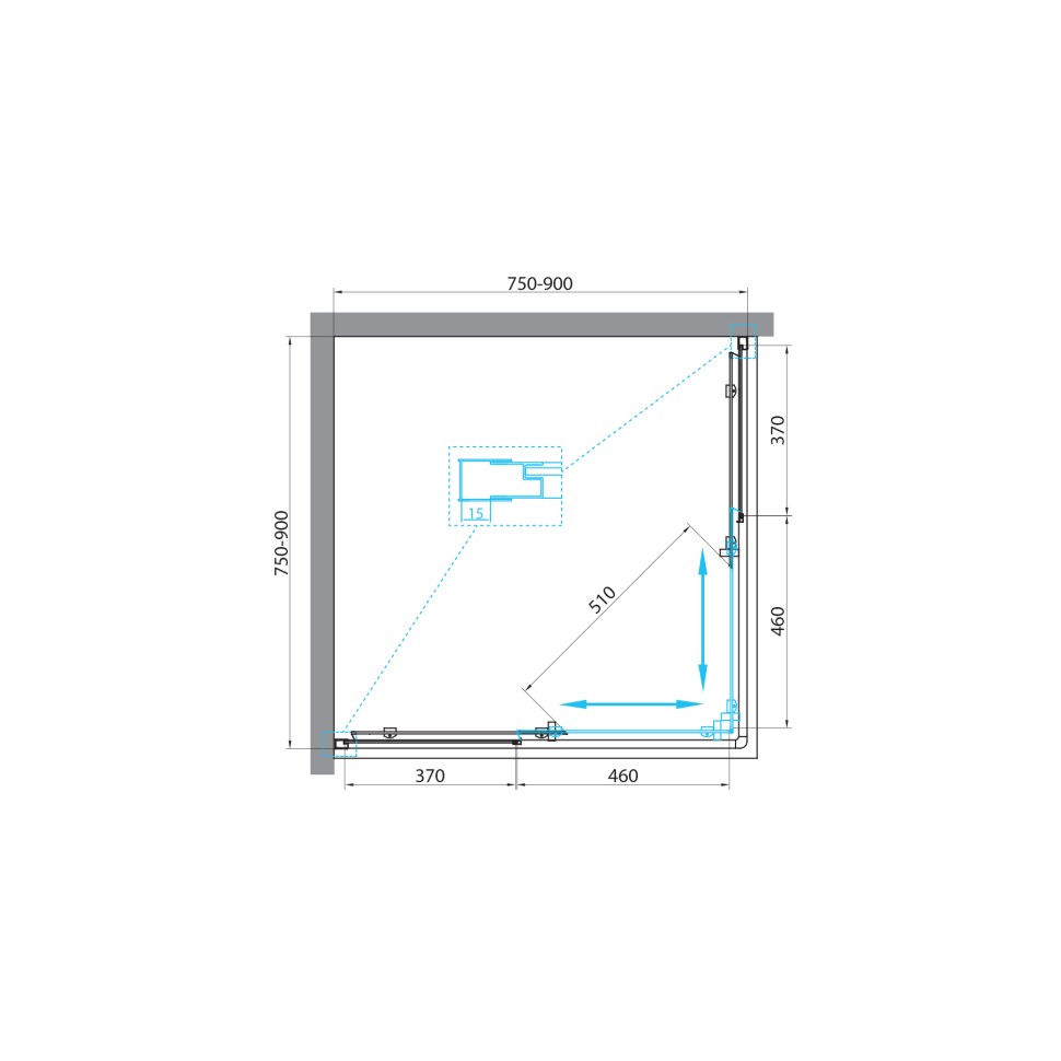 Душевой уголок BelBagno UNIQUE-A-2-75/90-C-Cr