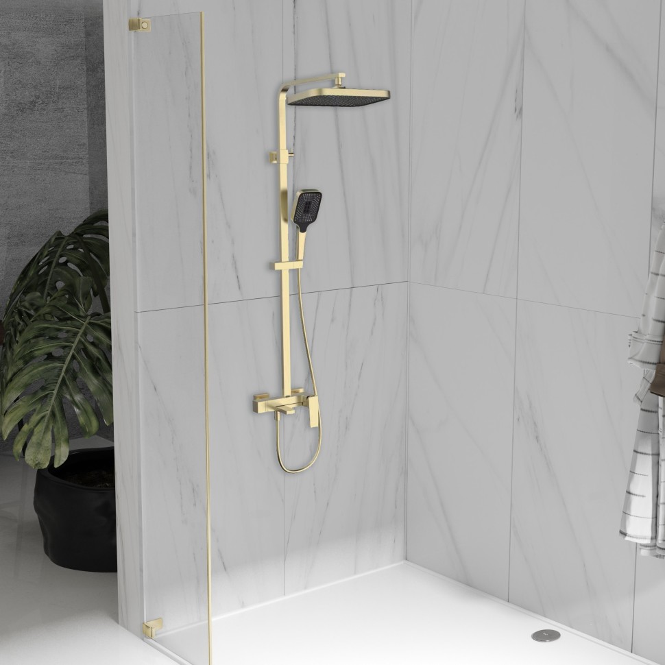 Душевая стойка Cube VSFS-4C12BG с изливом, брашированное золото