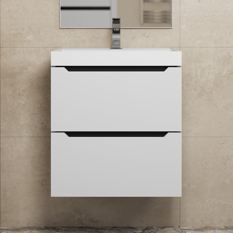 Тумба под раковину для ванной Uperwood Tanos 50 см, подвесная, белая/графит