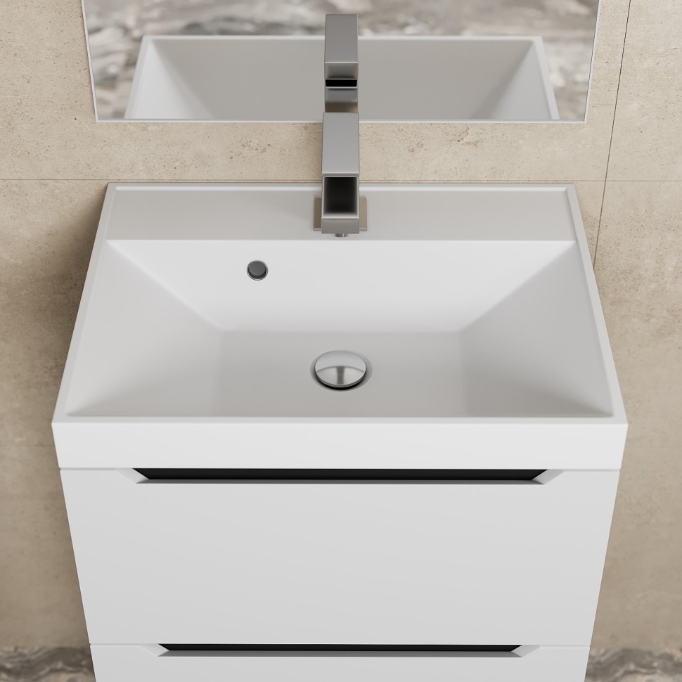 Тумба под раковину для ванной Uperwood Tanos 50 см, подвесная, белая/графит