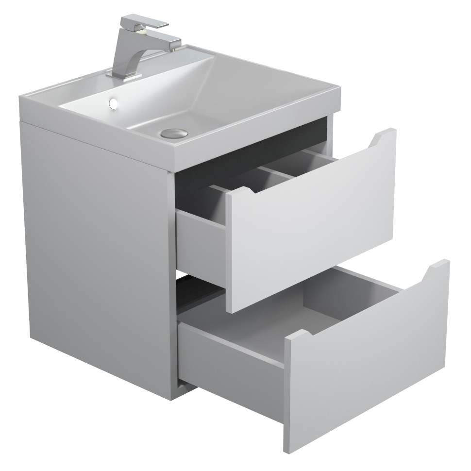 Тумба под раковину для ванной Uperwood Tanos 50 см, подвесная, белая/графит