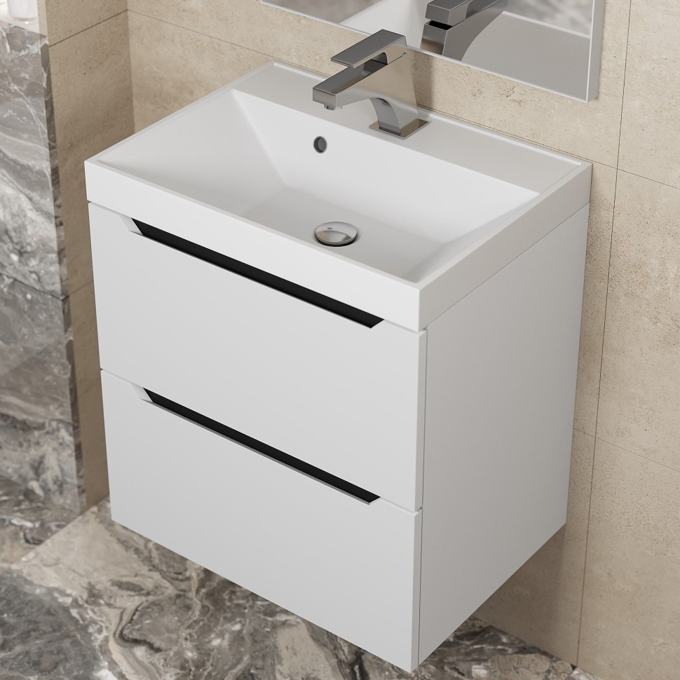 Тумба под раковину для ванной Uperwood Tanos 50 см, подвесная, белая/графит