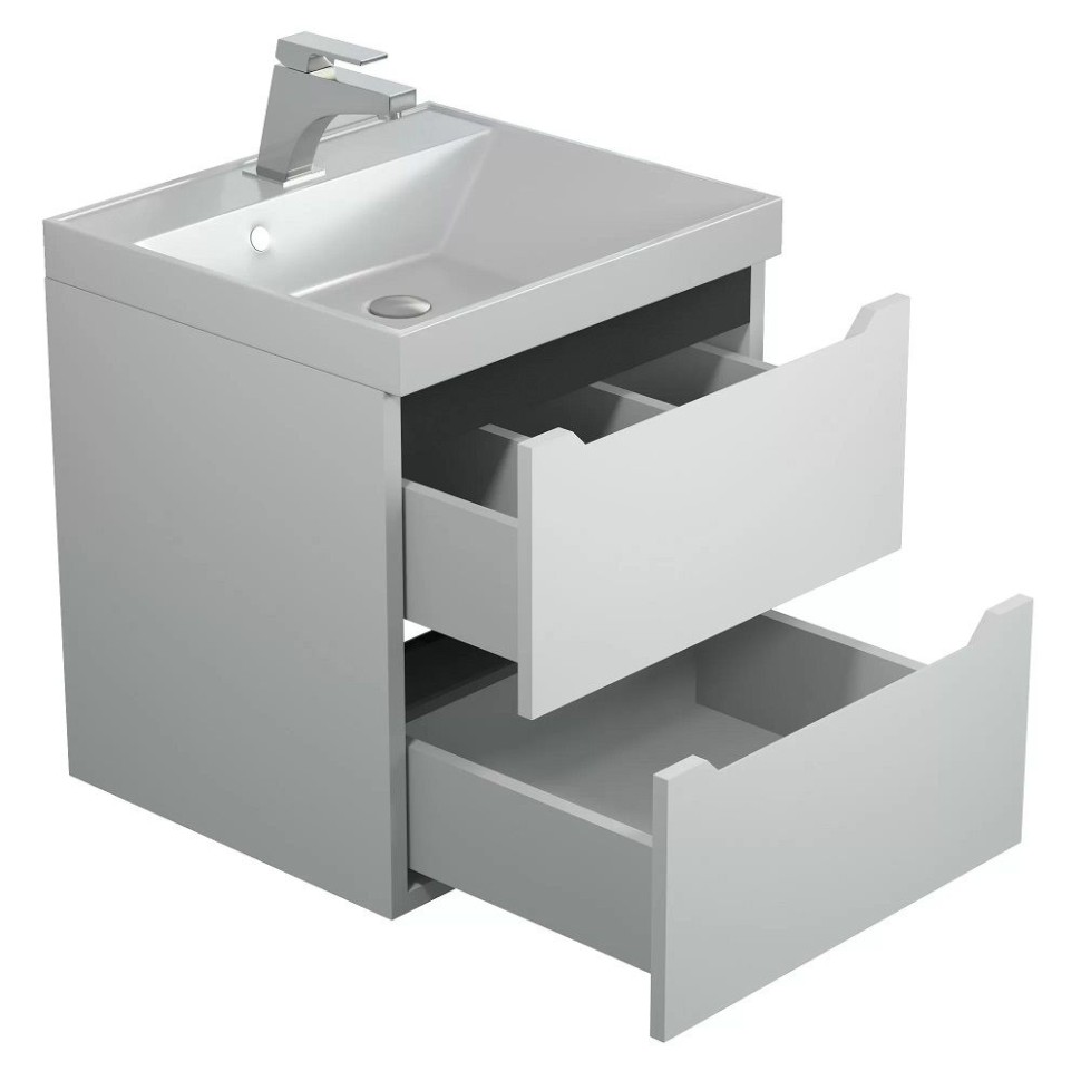Тумба под раковину для ванной Uperwood Tanos 50 см, подвесная, белая/графит