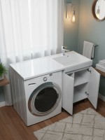 Тумба под стиральную машину напольная Uperwood Magenta 55х50х76,5 см, белая, с дверцами