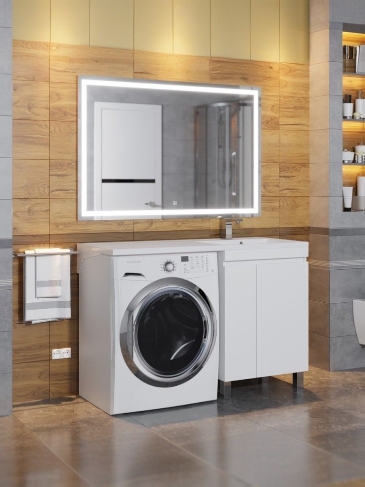 Тумба под стиральную машину напольная Uperwood Magenta 55х50х76,5 см, белая, с дверцами