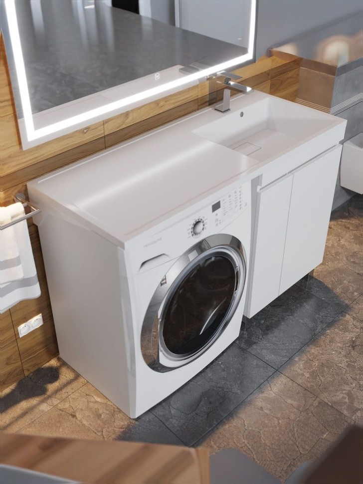 Тумба под стиральную машину напольная Uperwood Magenta 55х50х76,5 см, белая, с дверцами