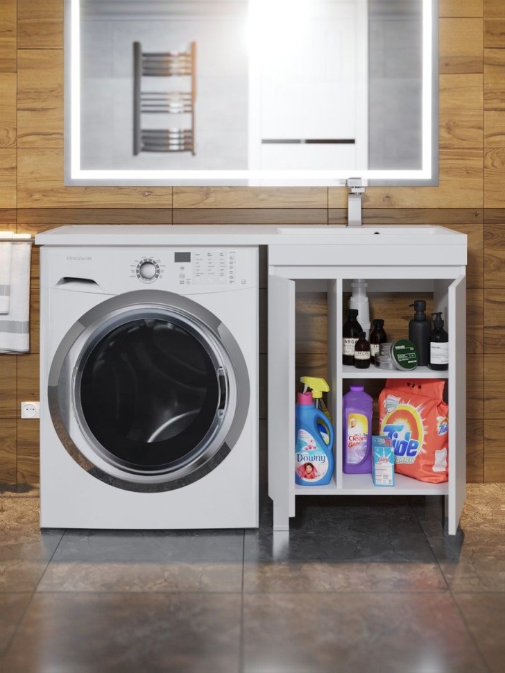 Тумба под стиральную машину напольная Uperwood Magenta 55х50х76,5 см, белая, с дверцами