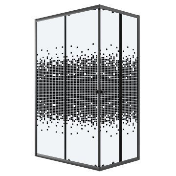 Душевое ограждение Niagara Eco NG-1018-14QBLACK (100х80х190) прямоугольник,раздвижное,черный,стекло мозаика,1 место