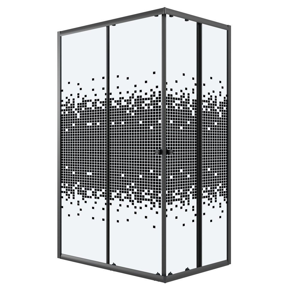 Душевое ограждение Niagara Eco NG-1018-14QBLACK (100х80х190) прямоугольник,раздвижное,черный,стекло мозаика,1 место