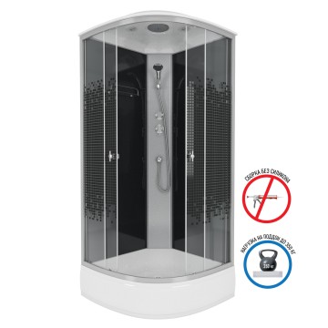 Душевая кабина Niagara Eco NG-3504-14BLACK (90х90х215) средний поддон(26см),стекло мозаика,4 места