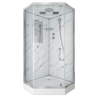 Душевая кабина Niagara Luxe NG-7701DM (90x90х210) низкий поддон(15см),дверь распашная,стенки мрамор,3 места
