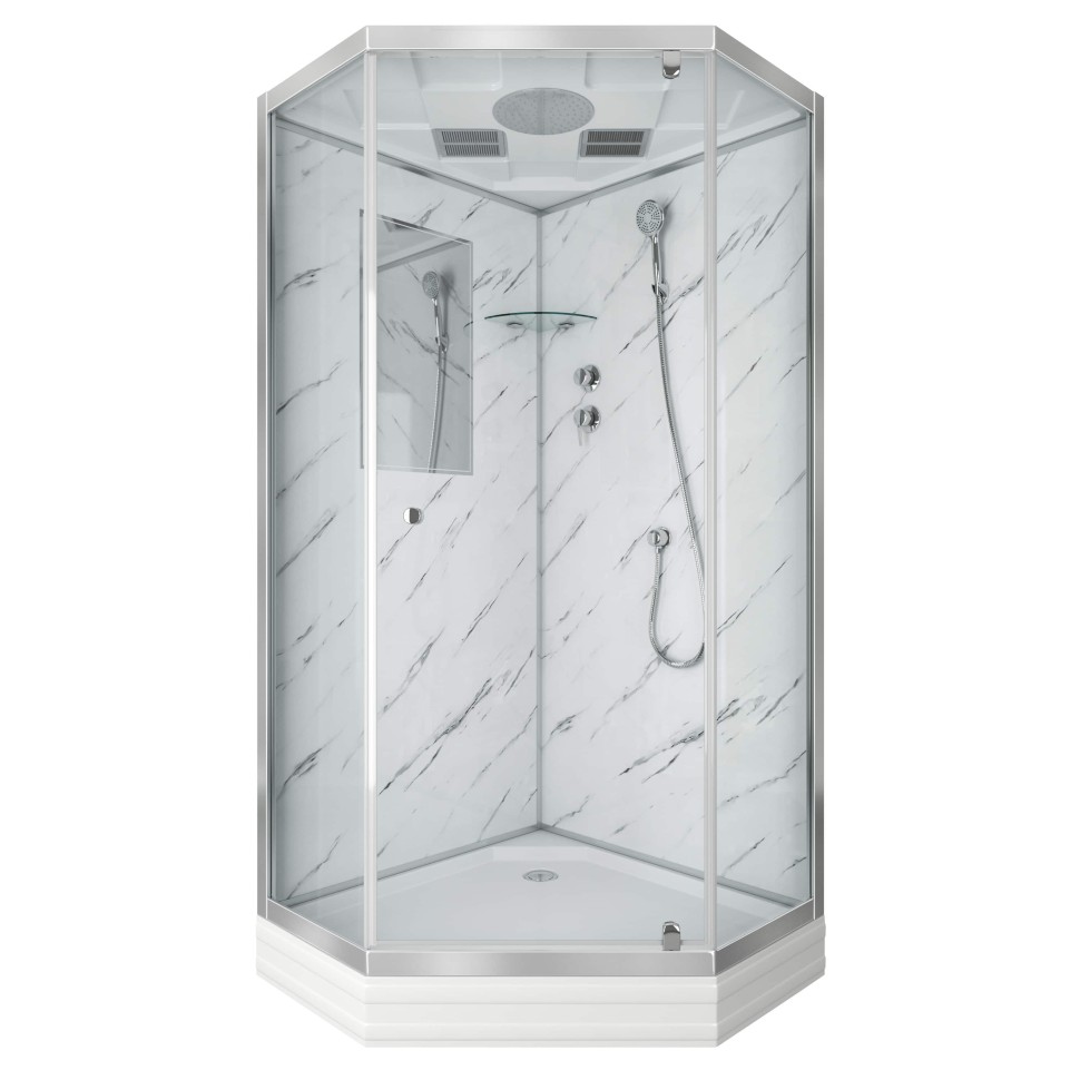 Душевая кабина Niagara Luxe NG-7701DM (90x90х210) низкий поддон(15см),дверь распашная,стенки мрамор,3 места