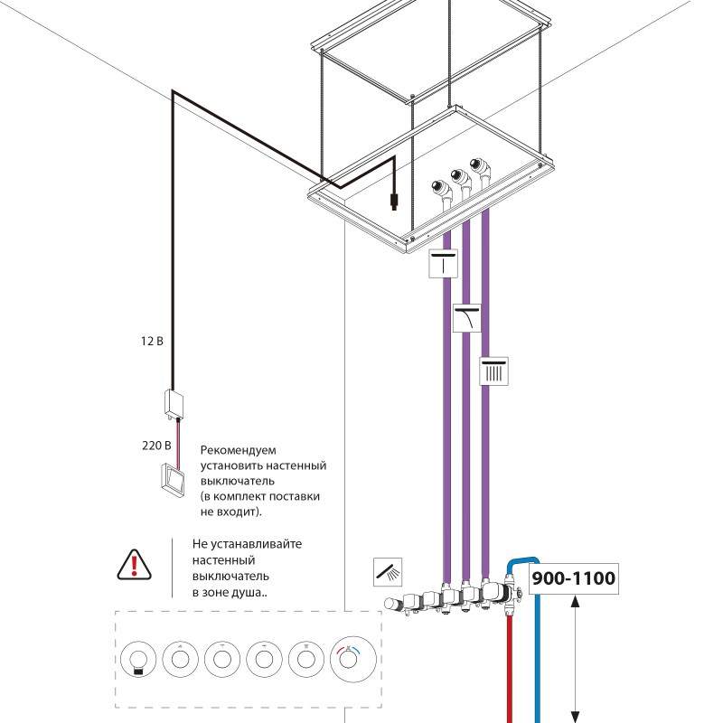 Душевая система встроенная с термостатом Timo Saona SX-2319/19SM розовое золото