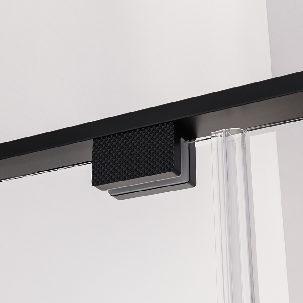 Душевая дверь распашная Veconi Premium Alassio B, 1300х2000, черный матовый, стекло прозрачное осветленное