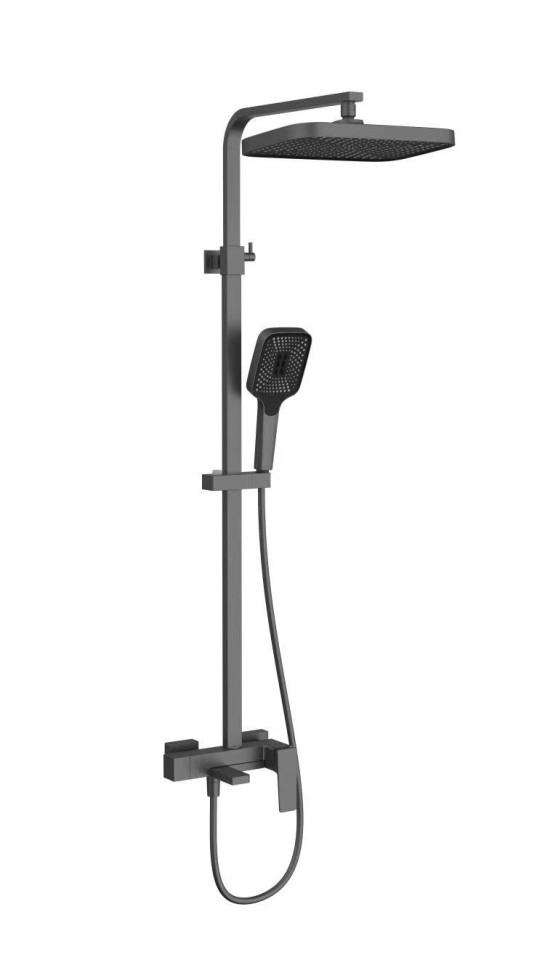 Душевая стойка Cube VSFS-4C12GM с изливом, вороненая сталь