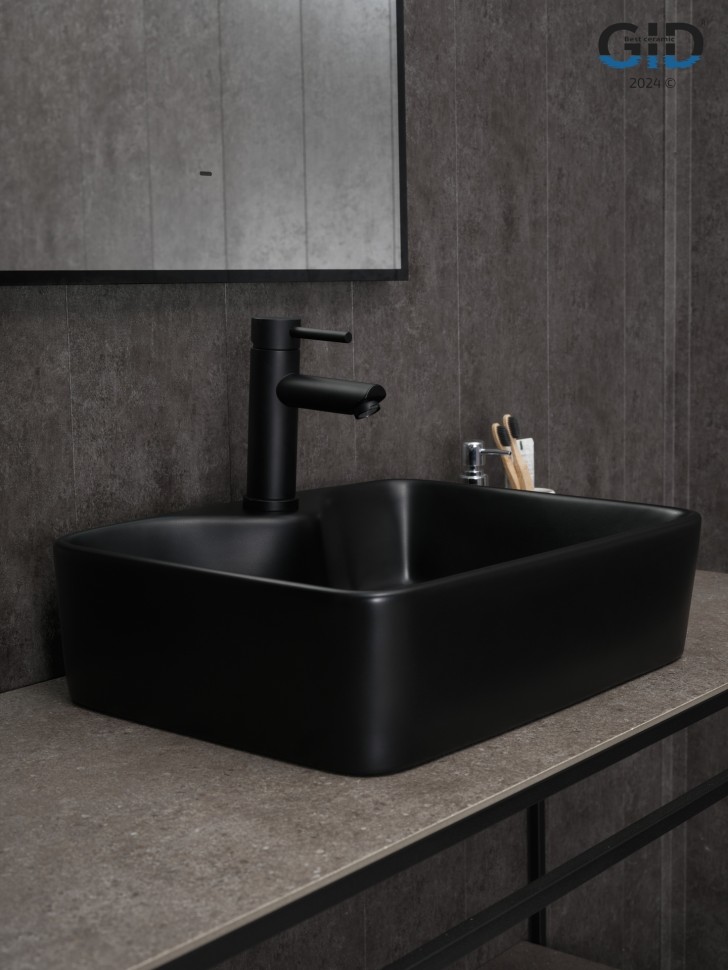 Раковина Gid Bm9091 53373 накладная черная матовая 48x37x13