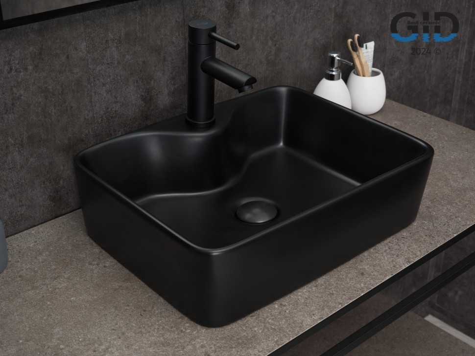 Раковина Gid Bm9091 53373 накладная черная матовая 48x37x13