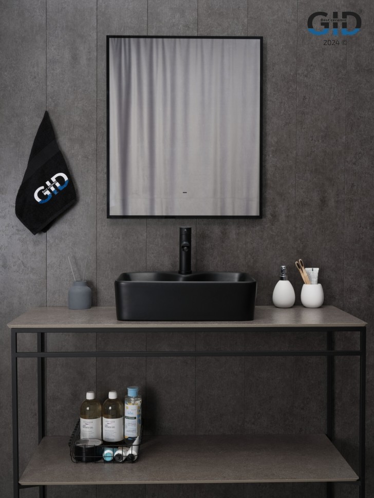 Раковина Gid Bm9091 53373 накладная черная матовая 48x37x13