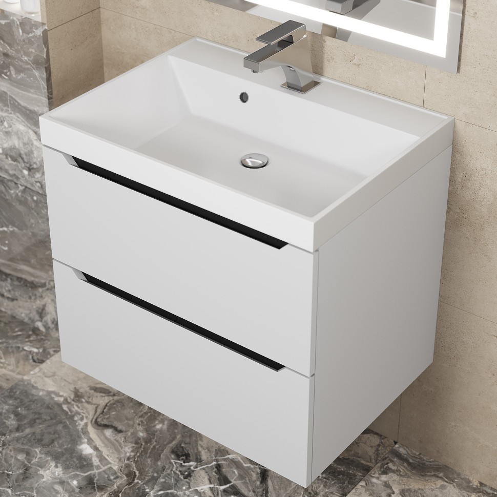 Тумба под раковину для ванной для ванной Uperwood Tanos 60 см, подвесная, белая/графит