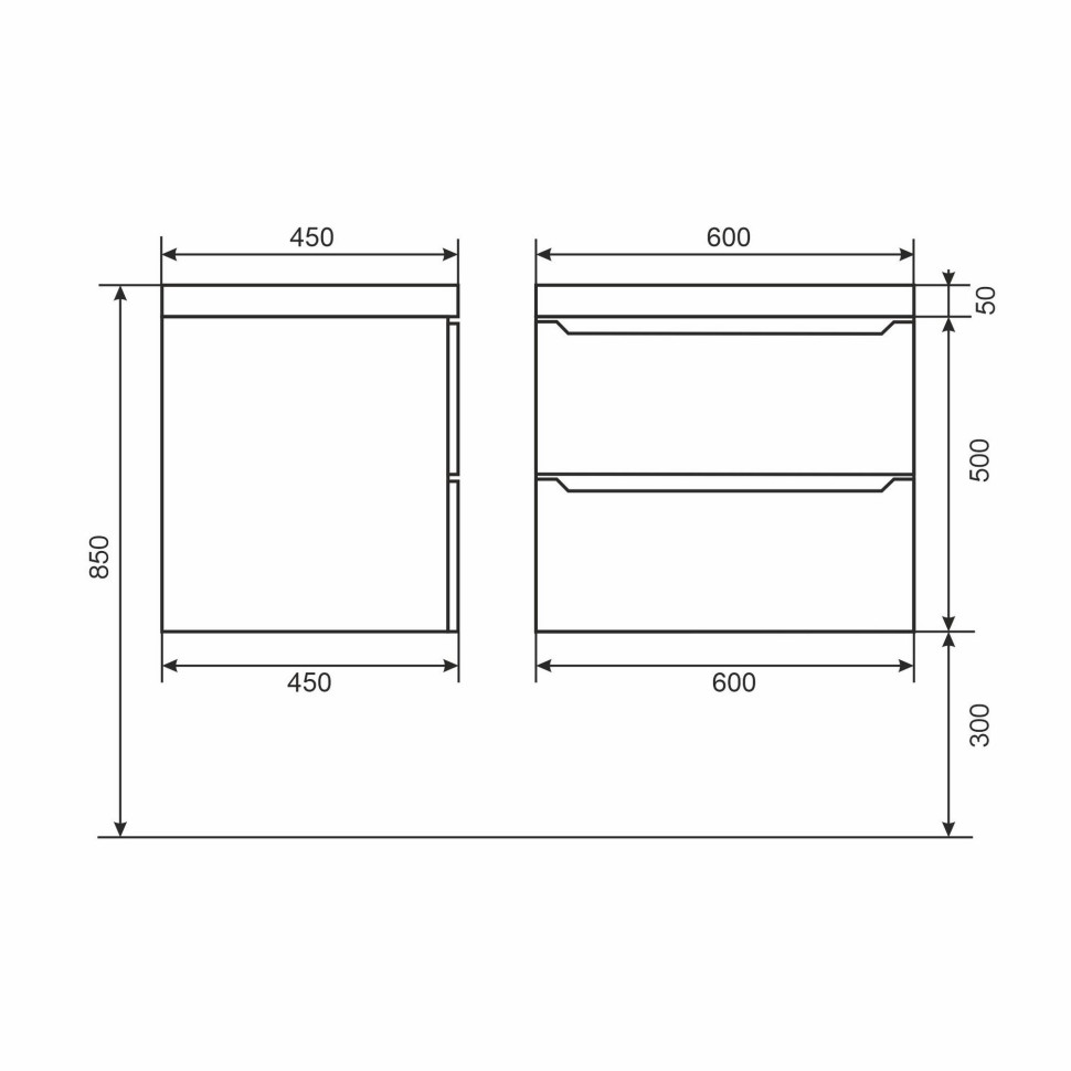 Тумба под раковину для ванной для ванной Uperwood Tanos 60 см, подвесная, белая/графит