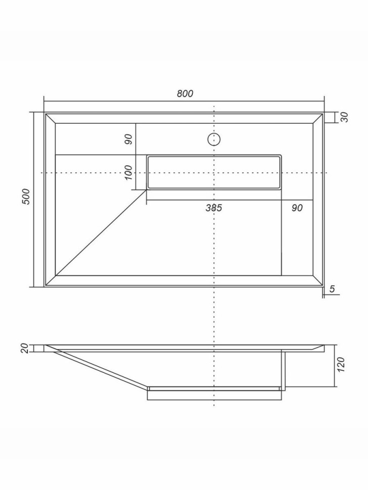 Раковина для ванной кварцевая Uperwood Lotus Quartz 80х50х13 см, черная матовая, космос