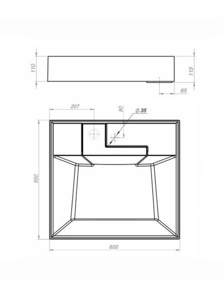 Раковина над стиральной машиной Uperwood Top 60х55х11 см, белая глянцевая