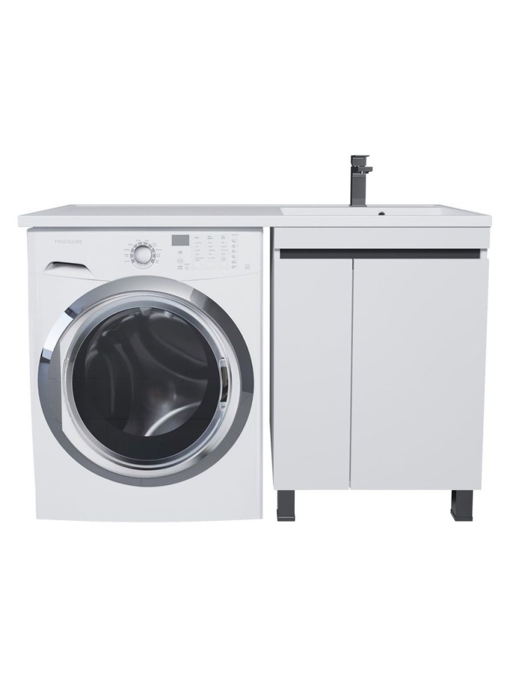 Тумба под стиральную машину напольная Uperwood Magenta 55х50х76,5 см, белая/графит, с дверцами