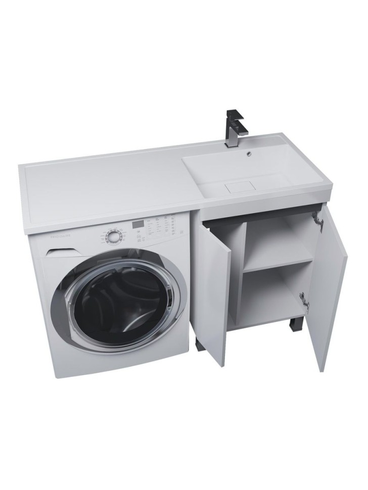 Тумба под стиральную машину напольная Uperwood Magenta 55х50х76,5 см, белая/графит, с дверцами