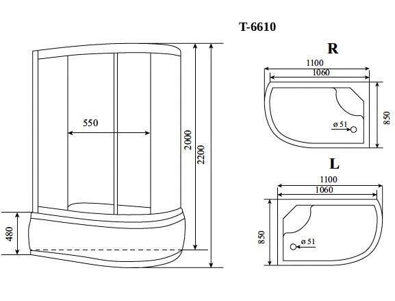 Timo Standart Т-6610 Silver L душевая кабина 110*85*220, турецкая баня хамам