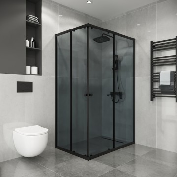 Душевое ограждение Niagara Eco NG-1018-14QT (100х80х190) прямоугольник,раздвижное,черный,стекло тонированное,1 место