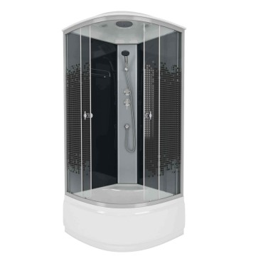 Душевая кабина Niagara Eco NG-7507-14BLACK (80х80х215) высокий поддон(40см),стекло мозаика,4 места