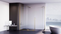 Душевой угол Premium Trento PTC-SP-50G, 1500х900x2000, брашированное золото, стекло прозрачное