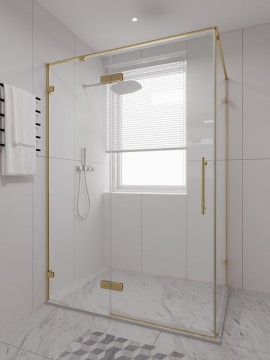 Душевой угол распашной Veconi Premium Alassio SP G, 1200х900x2000, брашированное золото, стекло прозрачное осветленное